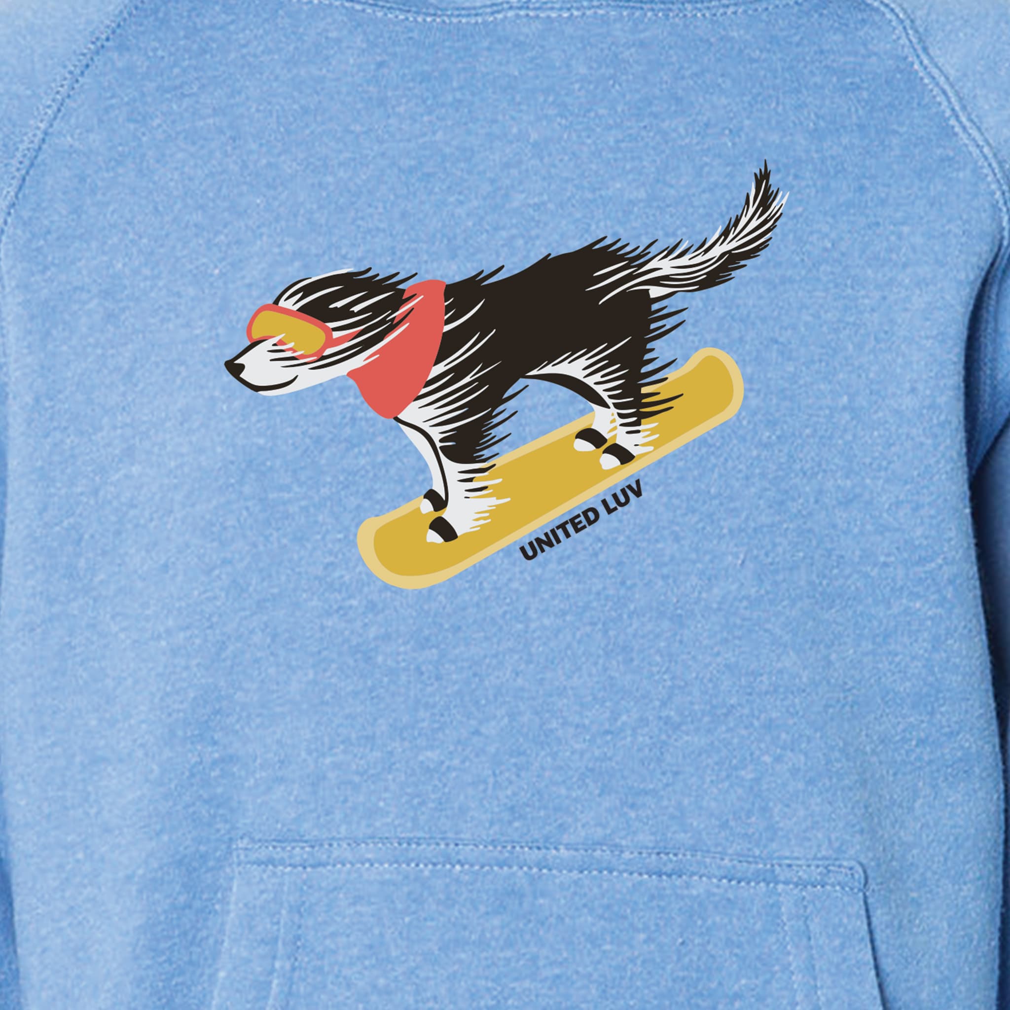 Youth Boardin' Dog Sweatshirt - Heather Blue