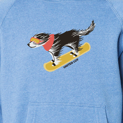 Youth Boardin' Dog Sweatshirt - Heather Blue